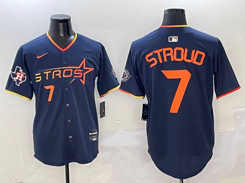 Men Houston Astros #7 Stroud Blue three generations Joint Name Nike 2025 MLB Jersey style 8